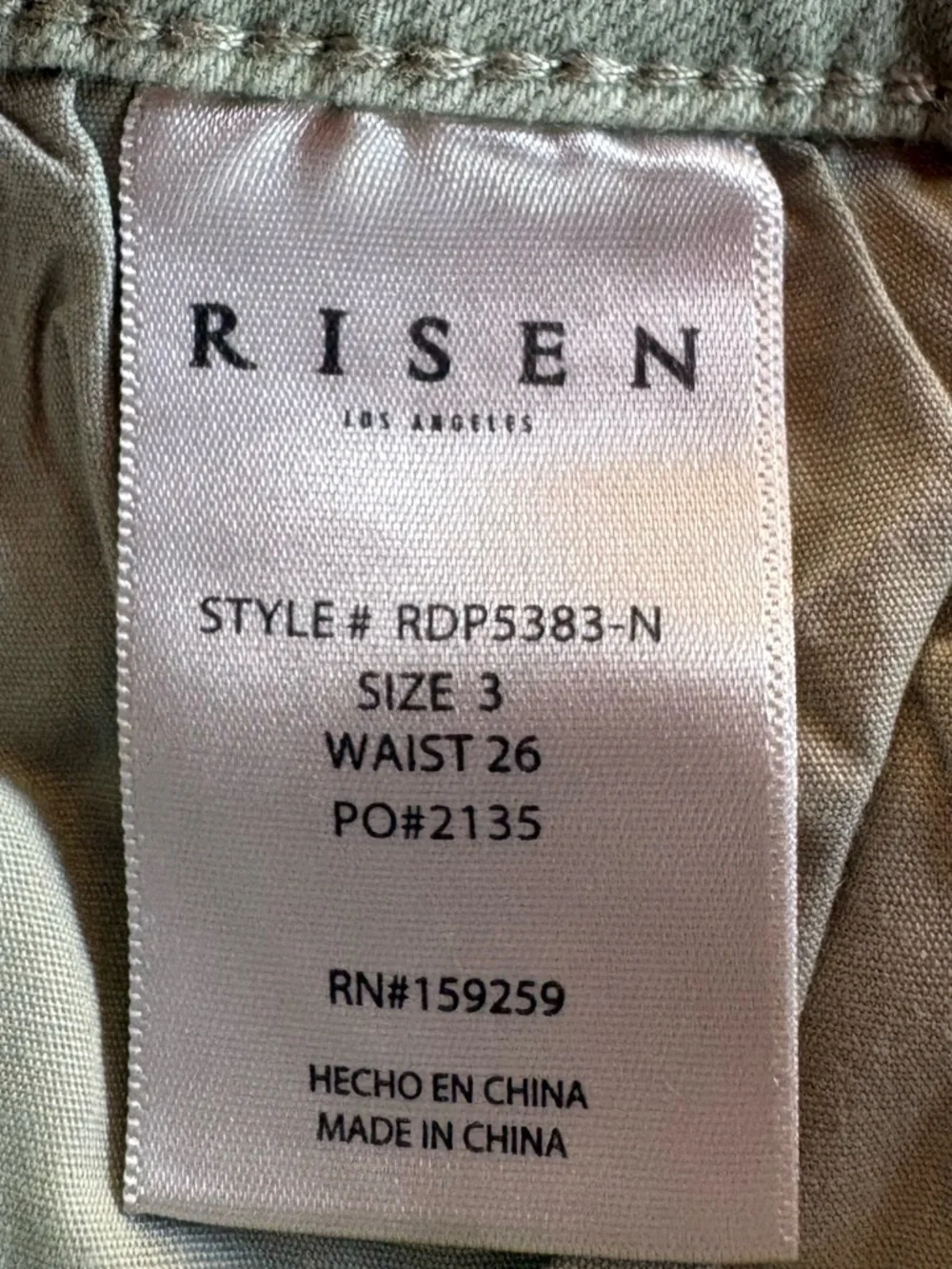 Risen Jeans High Rise Fray Wide Leg Olive Jeans NWT - Picture 6 of 10